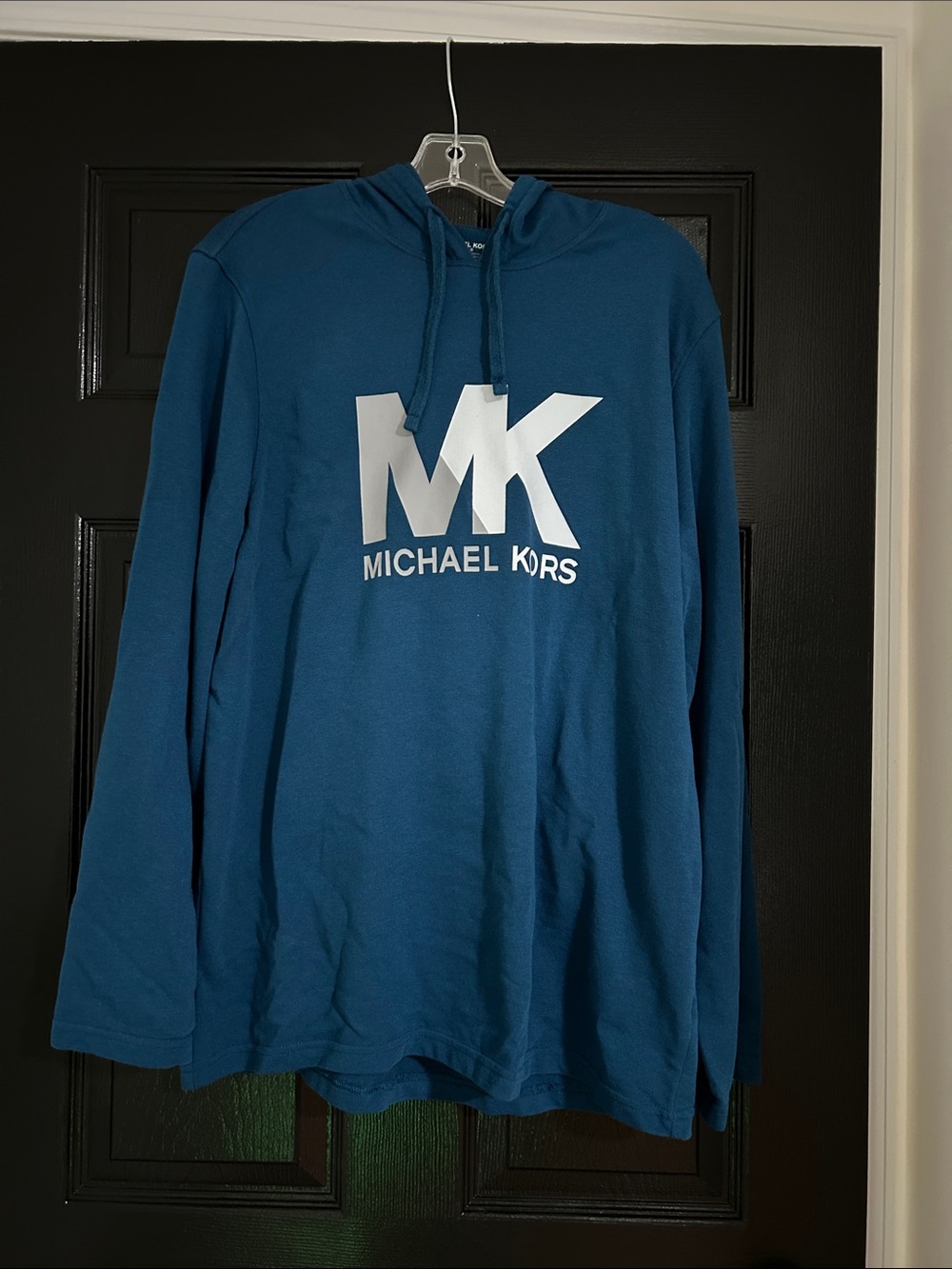 Michael Kors Blue MK Logo Hooded Long-Sleeve Shirt